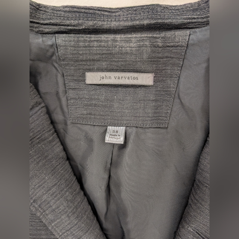 John Varvatos Textured Charcoal Blazer Size 58 - Picture 3 of 7